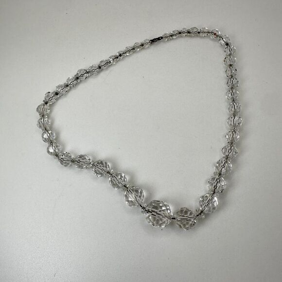 15" Vintage graduated rock crystal all strung on a sterling silver chain! - Picture 11 of 16